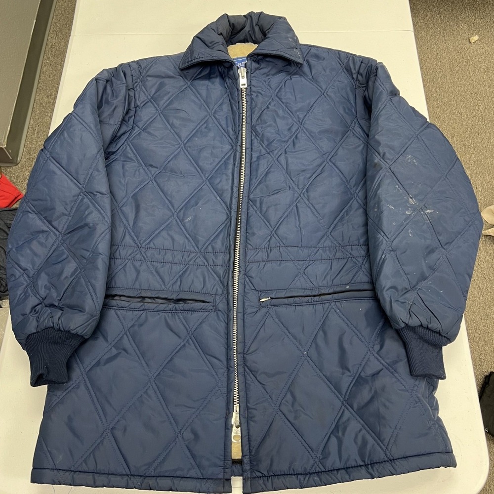 Carter's Quilted Parka Jacket Mens 38 Blue Sherpa Lined Vintage Workwear USA